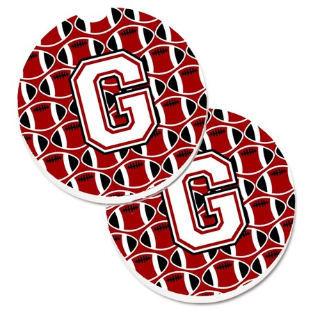 Carolines Treasures Letter G Football Cardinal and White Set of 2 Cup Holder Car Coaster CJ1082-GCARC